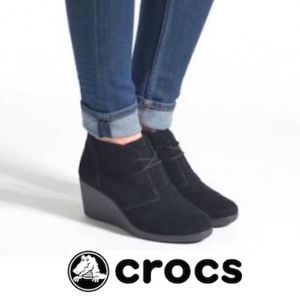 crocs leigh wedge bootie